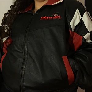 Daytona racing leather jacket with checker design!